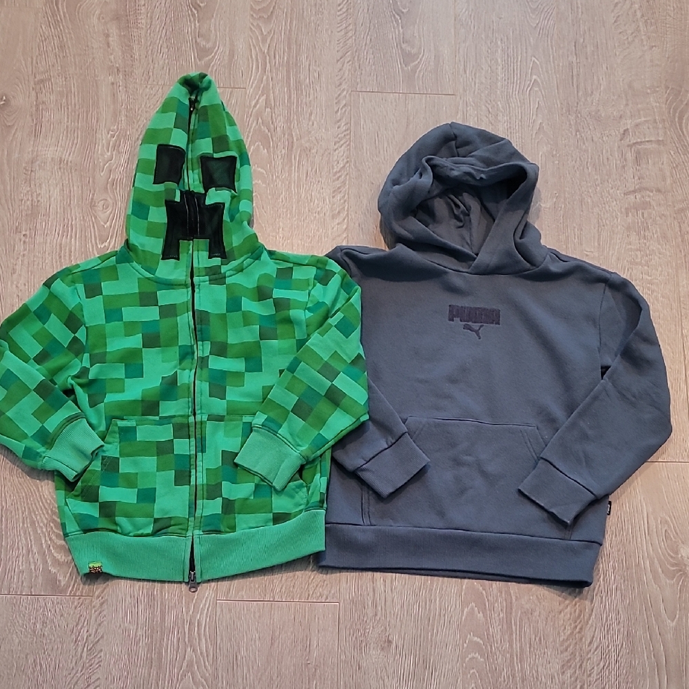 Puma Green Pixel and Gray Kids Hoodies